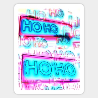 Ho Ho Ho Christmas Pink-Blue Hoho Neon Lights Sticker